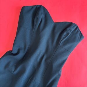 Vintage Strapless Solid Black Full Length Cocktail Dress